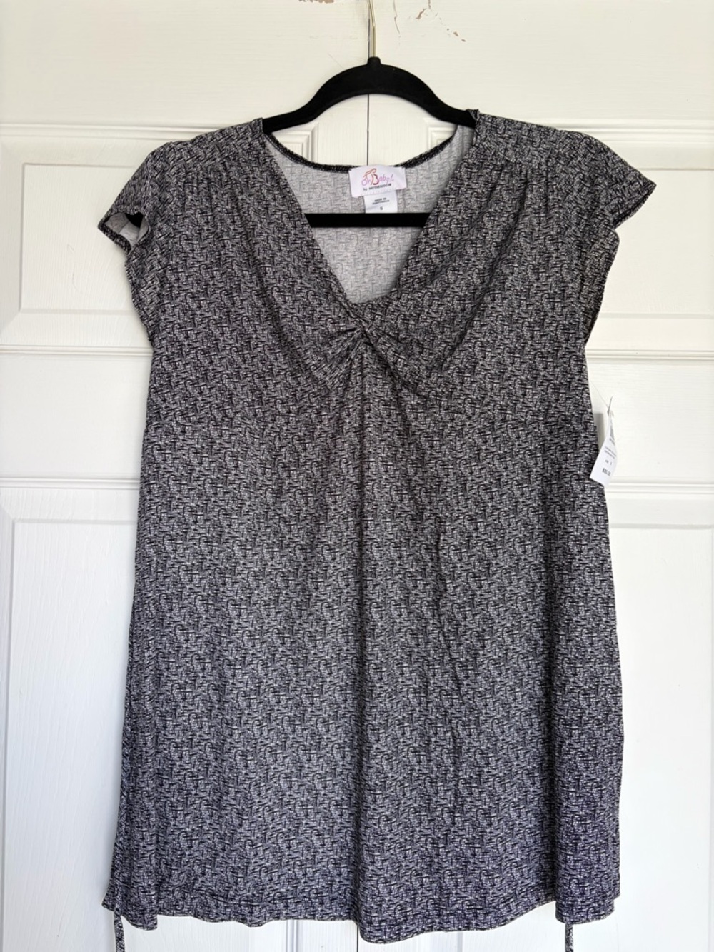 Oh Baby by Motherhood Black and White Patterned Knit Top Y2K Vtg deadstock nwt s